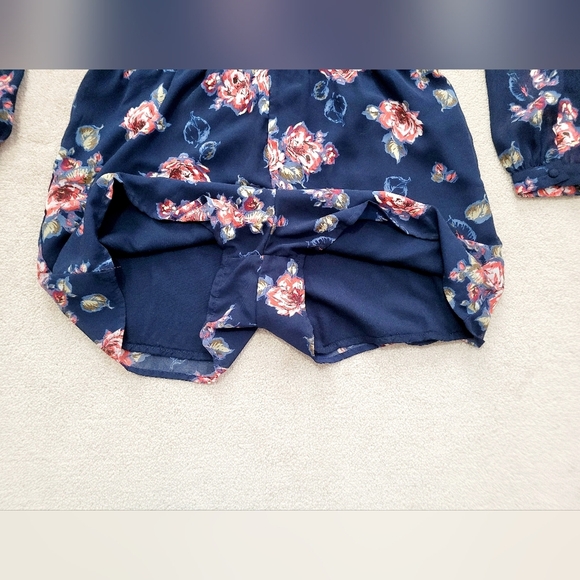 Abercrombie & Fitch Women's Navy Floral Jumpsuit Romper Long Sleeve Size 6 - Picture 9 of 10